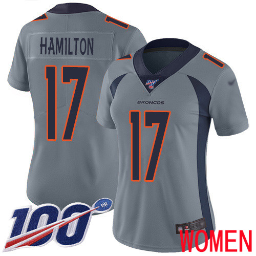 Women Denver Broncos #17 DaeSean Hamilton Limited Silver Inverted Legend 100th Season Football NFL Jersey->denver broncos->NFL Jersey